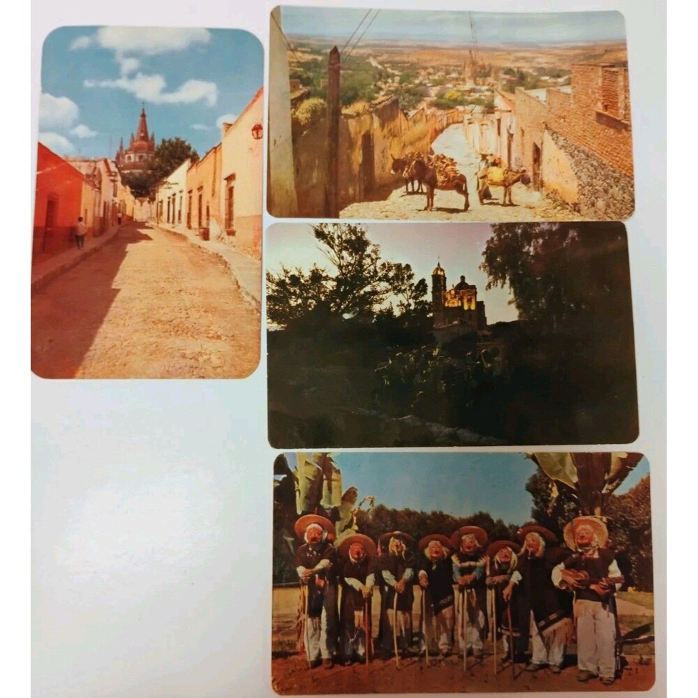 Lot of 4 Vtg Mid Century Mexico Postcards San Miguel de Allende & Danza Viejitos